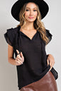 Tiered Ruffle Sleeve Short Sleeve Blouse