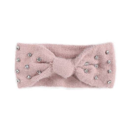 FUZZY RHINESTONE BOWKNOT HEADBAND