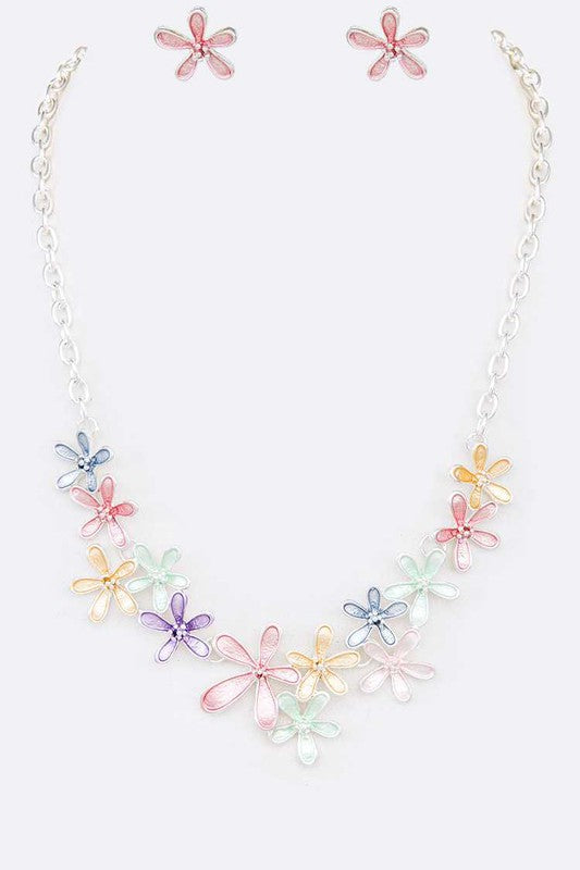 Enamel Flower Statement Necklace