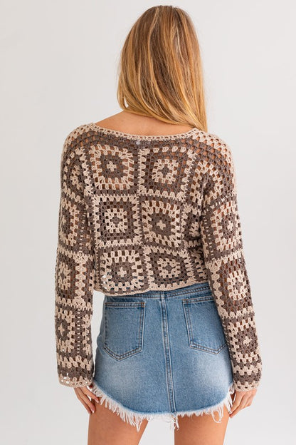 Long Sleeve Crochet Top