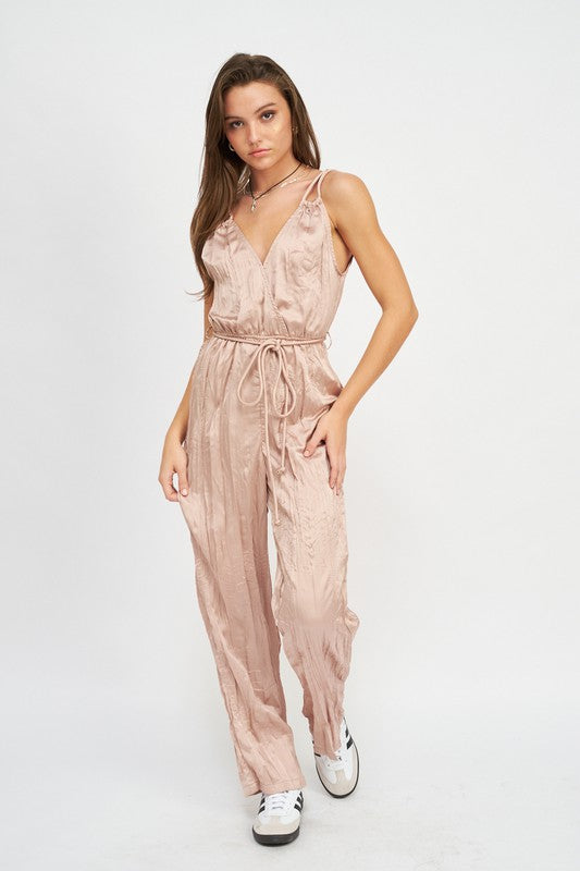 PLEARED WIDE LEG JUMPSUIT