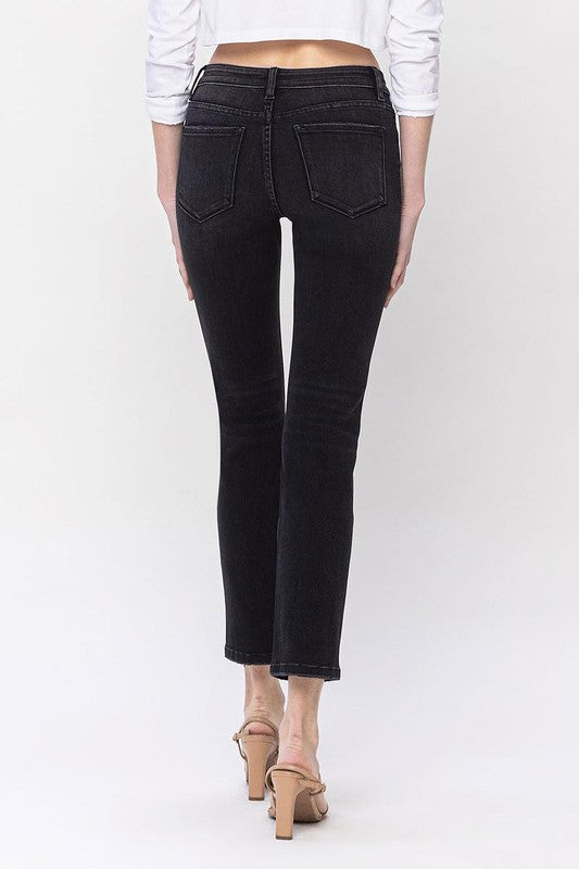 Mid Rise Ankle Slim Straight Jeans