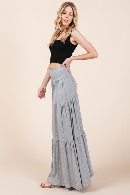 Solid Tiered Ruffle Skirt