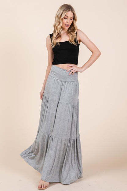 Solid Tiered Ruffle Skirt