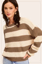 Striped Round Neck Loose Fit Sweater