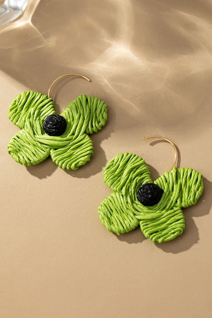 Raffia straw flower earrings