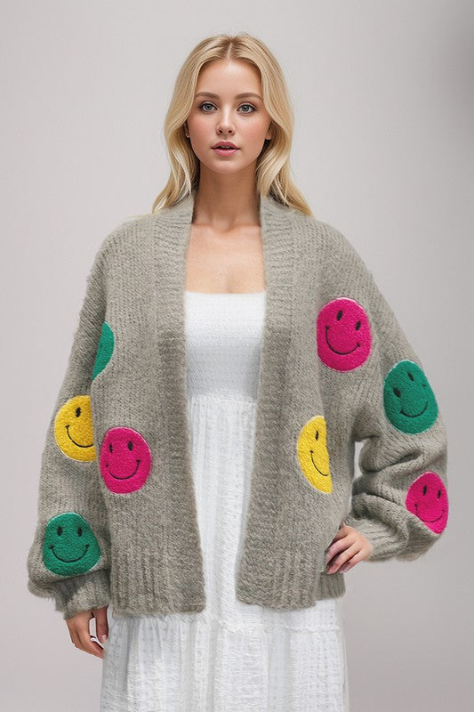 The Fuzzy Smile Long Bell Sleeve Knit Cardigan